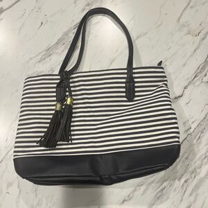 Striped Navy and White Tote Bag